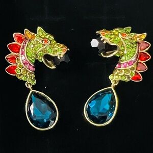 Heidi Daus OMEGA 🆕 “Land and Sea” Dragon drop Earrings, beaded crystal
